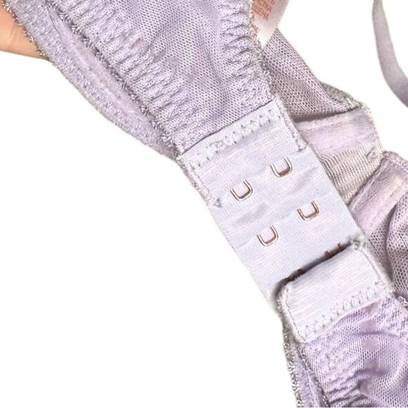 Savage X Fenty Purple Flocked Logo Mesh Unlined Bra - Picture 12 of 16